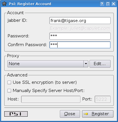 Psi Register Account